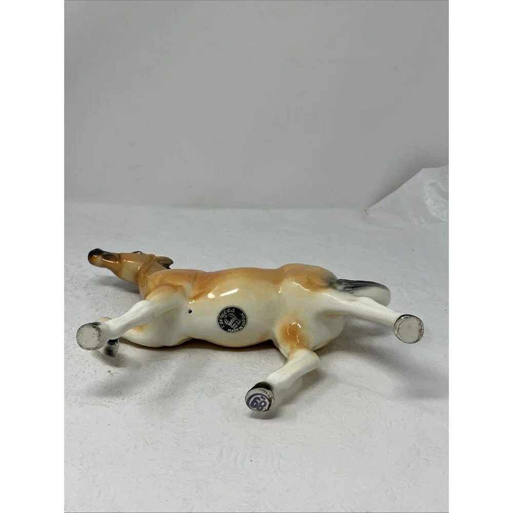 Vintage Wales Japan Ceramic Horse Figurine Porcelain Mustang Equestrian 7“